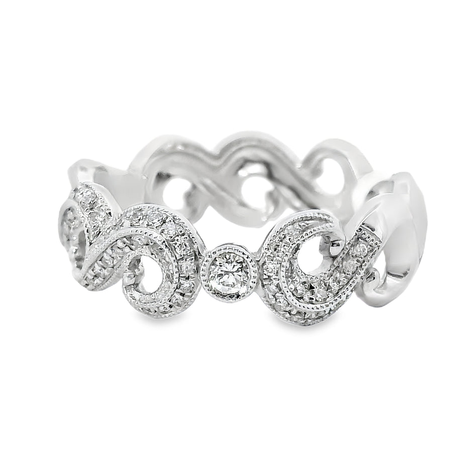 18kt White Gold Natural Diamond Free Form Ring (0.35ct)