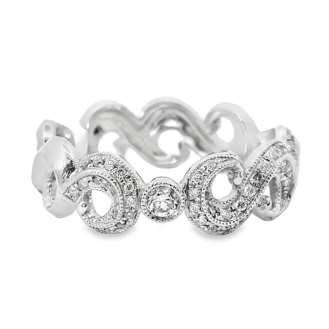 18kt White Gold Natural Diamond Free Form Ring (0.35ct)