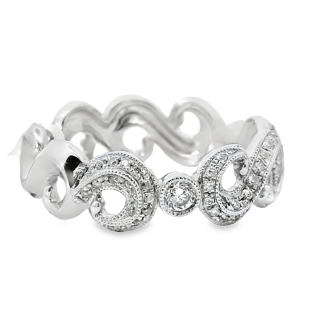 18kt White Gold Natural Diamond Free Form Ring (0.35ct)