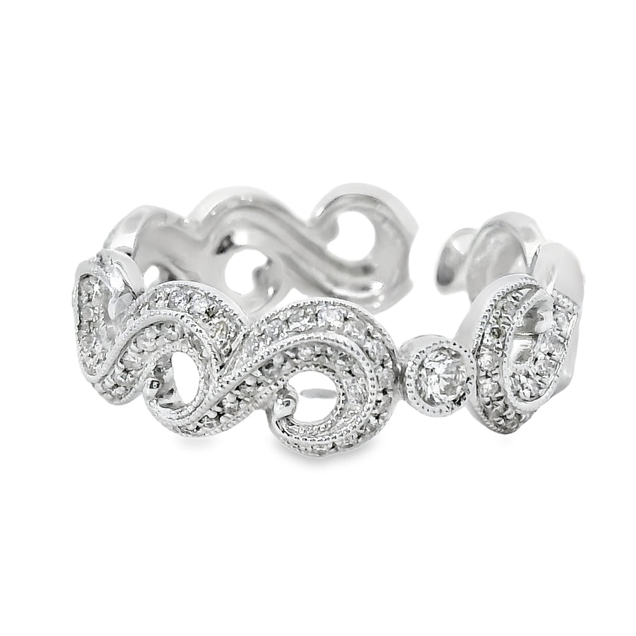 18kt White Gold Natural Diamond Free Form Ring (0.35ct)