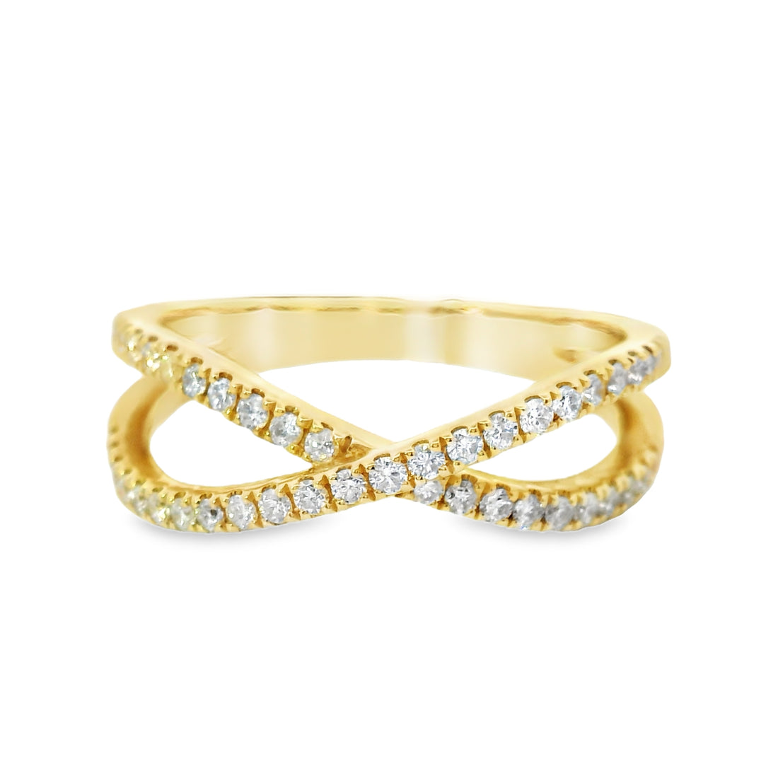 18K Yellow Gold Diamond Criss-Cross Ring (.38ct)