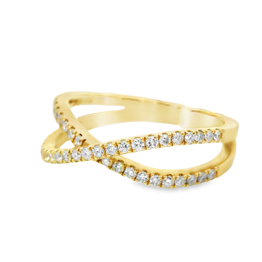 18K Yellow Gold Diamond Criss-Cross Ring (.38ct)