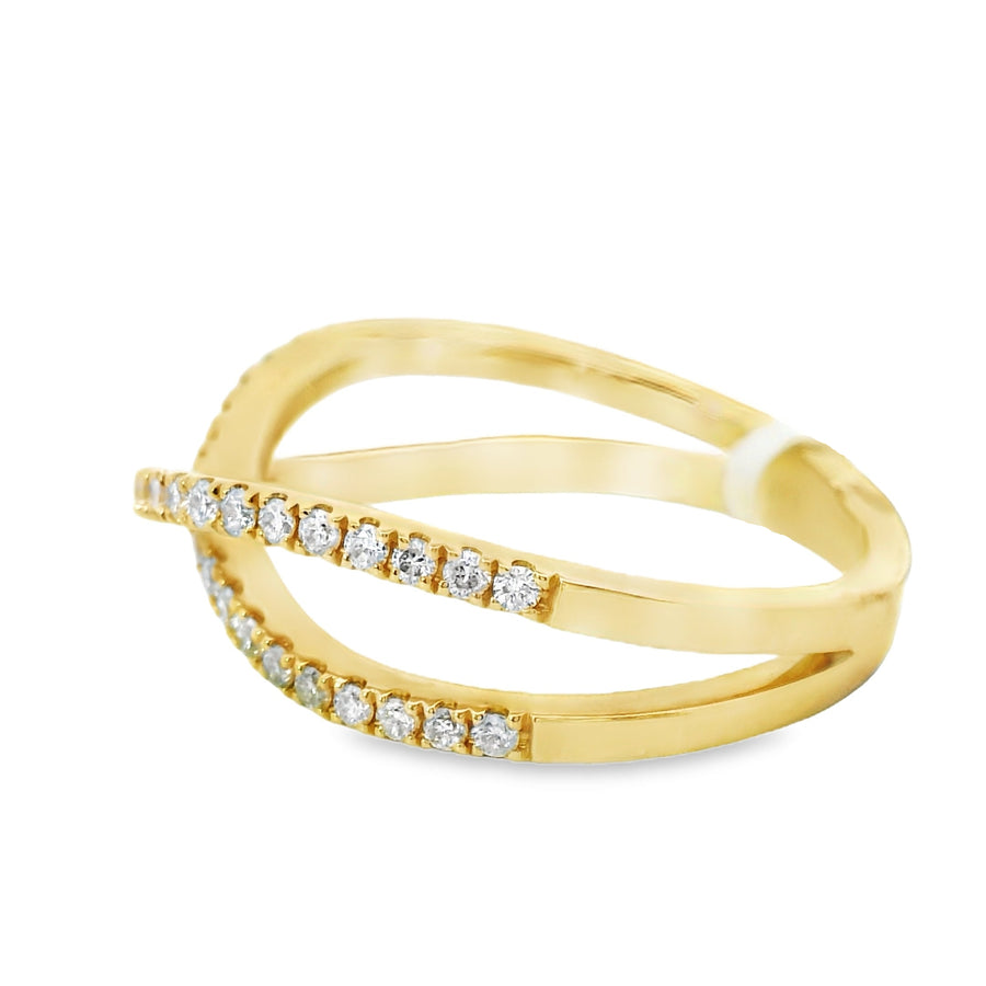 18K Yellow Gold Diamond Criss-Cross Ring (.38ct)