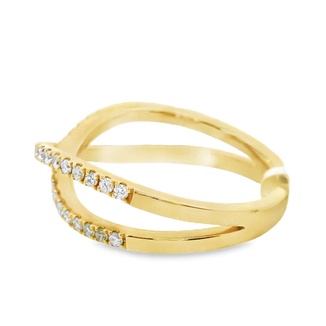 18K Yellow Gold Diamond Criss-Cross Ring (.38ct)