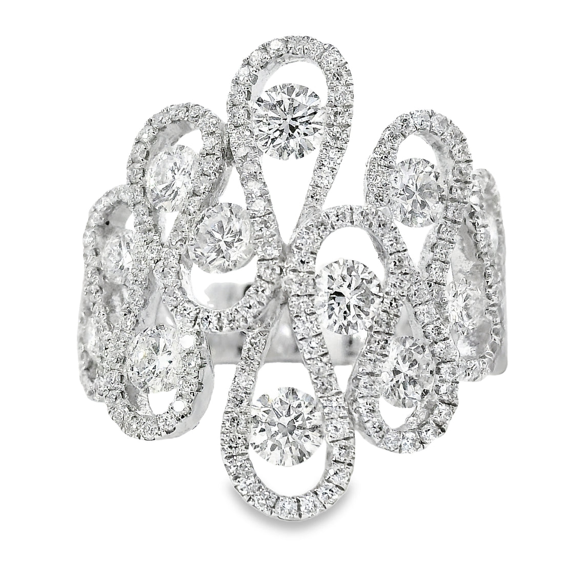 18kt White Gold Natural Diamond Free Form Ring (1.66ct)