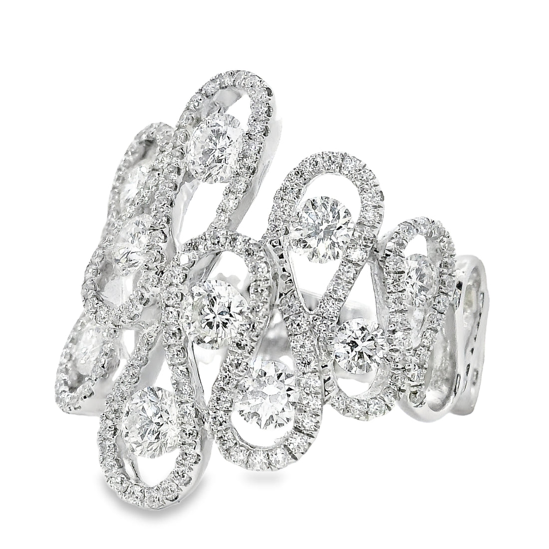 18kt White Gold Natural Diamond Free Form Ring (1.66ct)