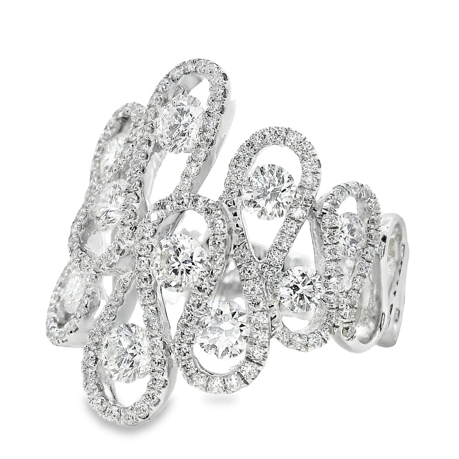 18kt White Gold Natural Diamond Free Form Ring (1.66ct)