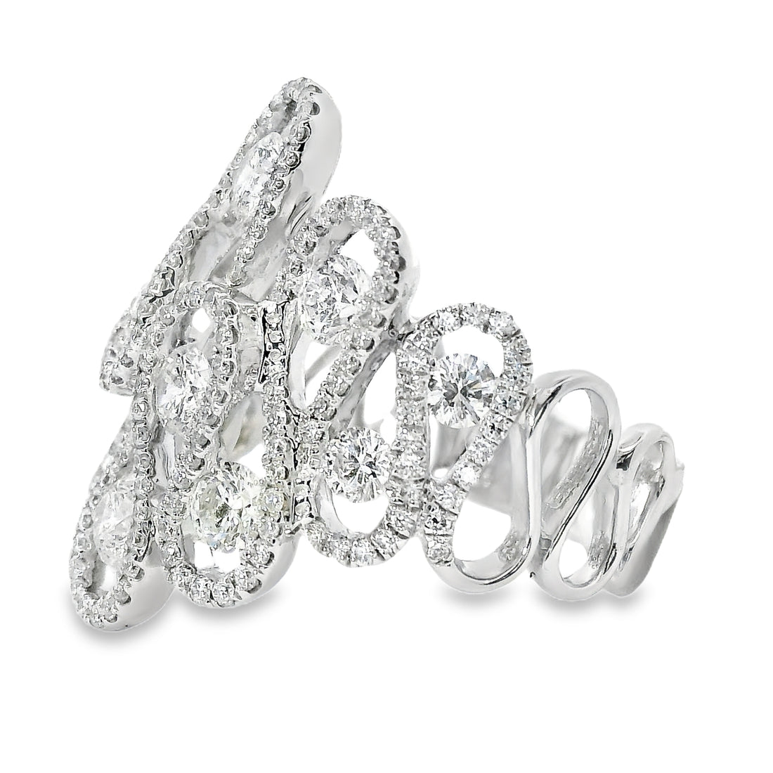 18kt White Gold Natural Diamond Free Form Ring (1.66ct)