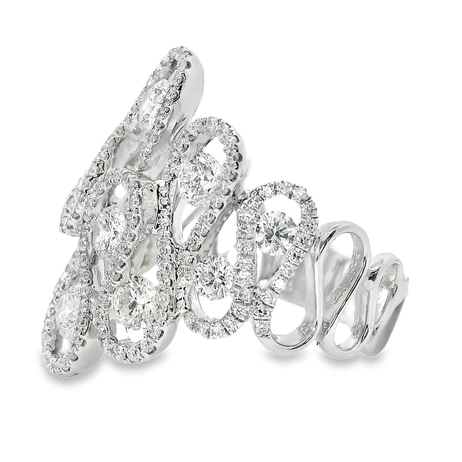 18kt White Gold Natural Diamond Free Form Ring (1.66ct)