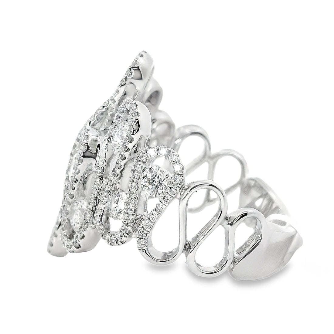 18kt White Gold Natural Diamond Free Form Ring (1.66ct)