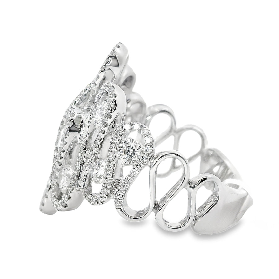 18kt White Gold Natural Diamond Free Form Ring (1.66ct)