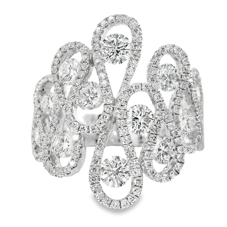 18kt White Gold Natural Diamond Free Form Ring (1.66ct)