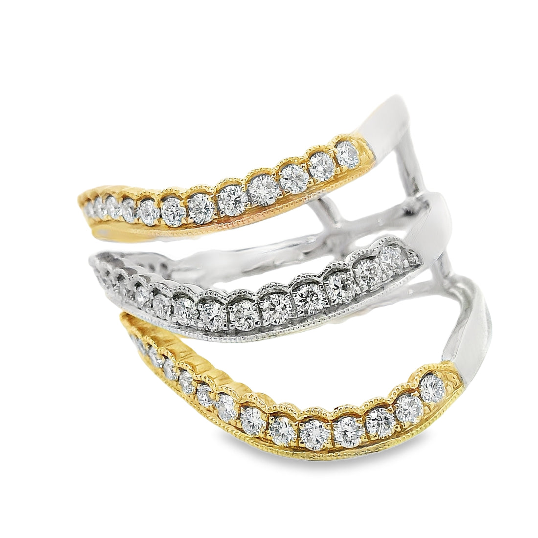 18kt Tri-Color Gold Natural Diamond Free Form Ring (0.77ct)