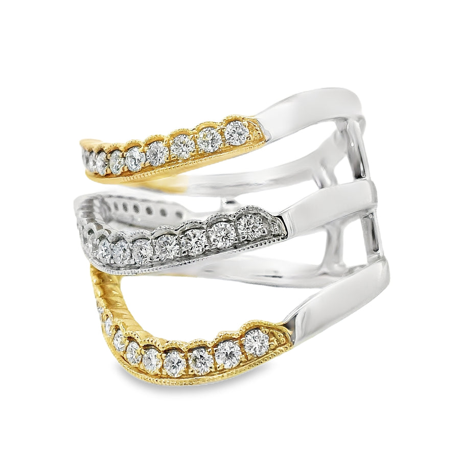 18kt Tri-Color Gold Natural Diamond Free Form Ring (0.77ct)
