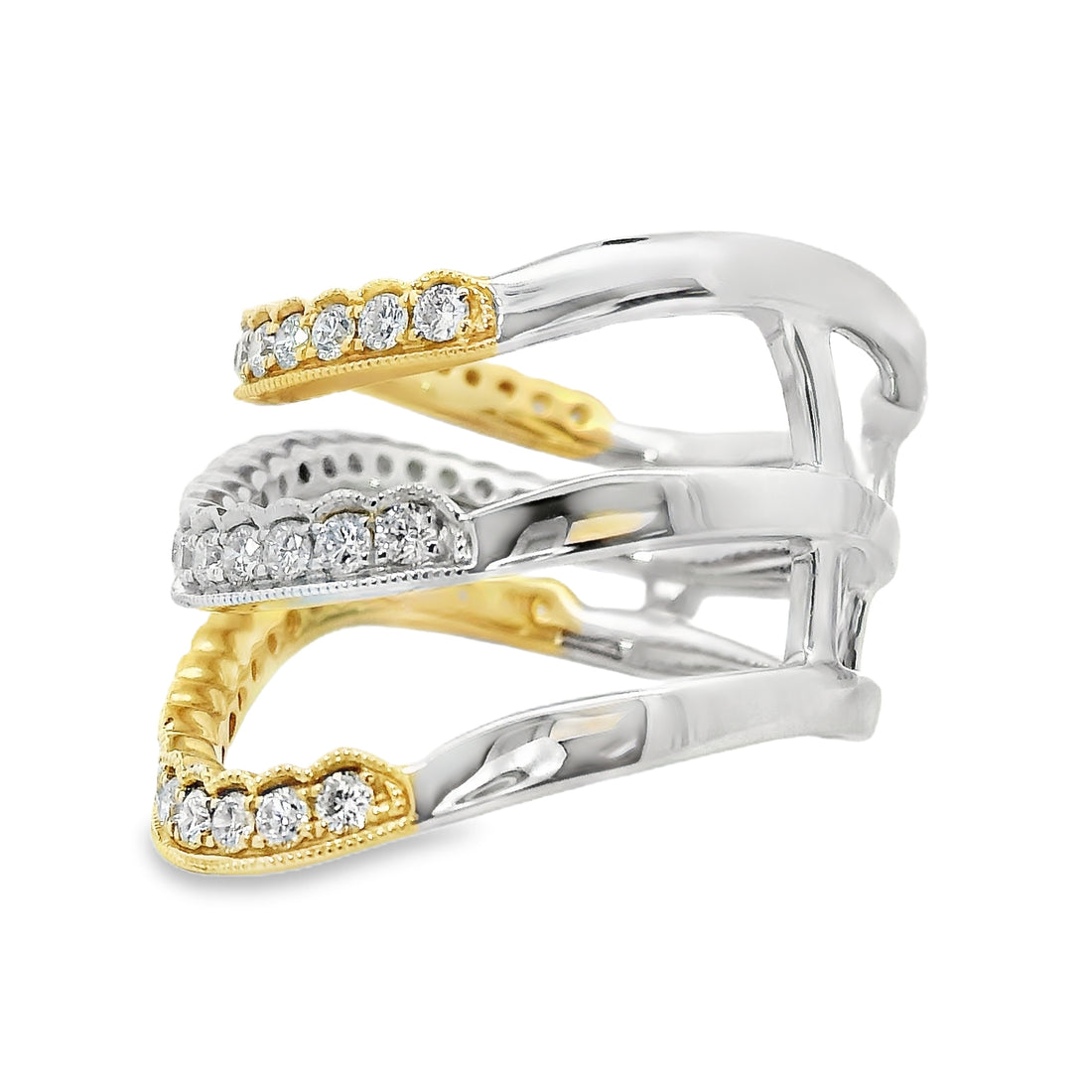 18kt Tri-Color Gold Natural Diamond Free Form Ring (0.77ct)