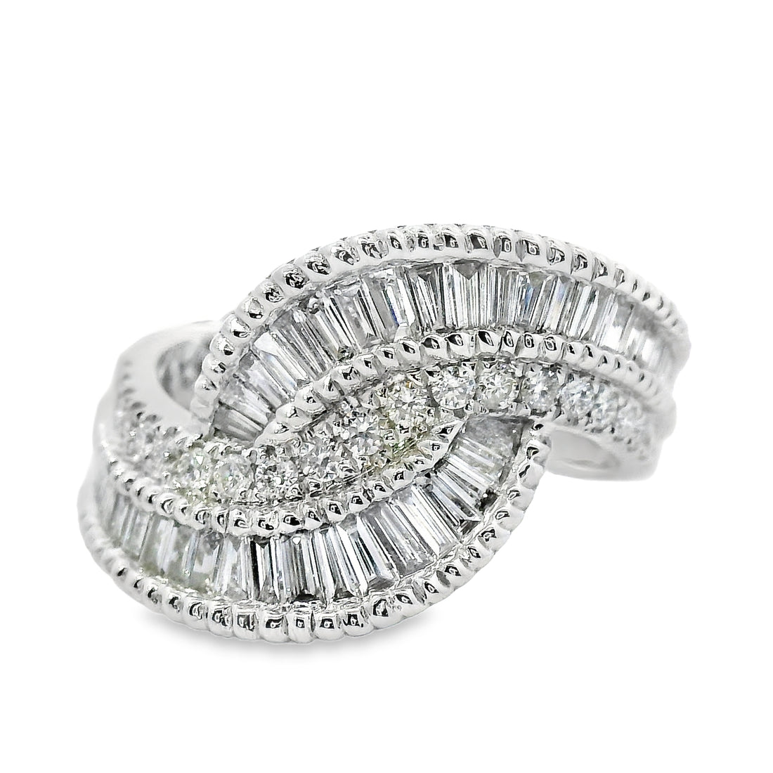 18kt White Gold Natural Diamond Free Form Ring (0.91ct)