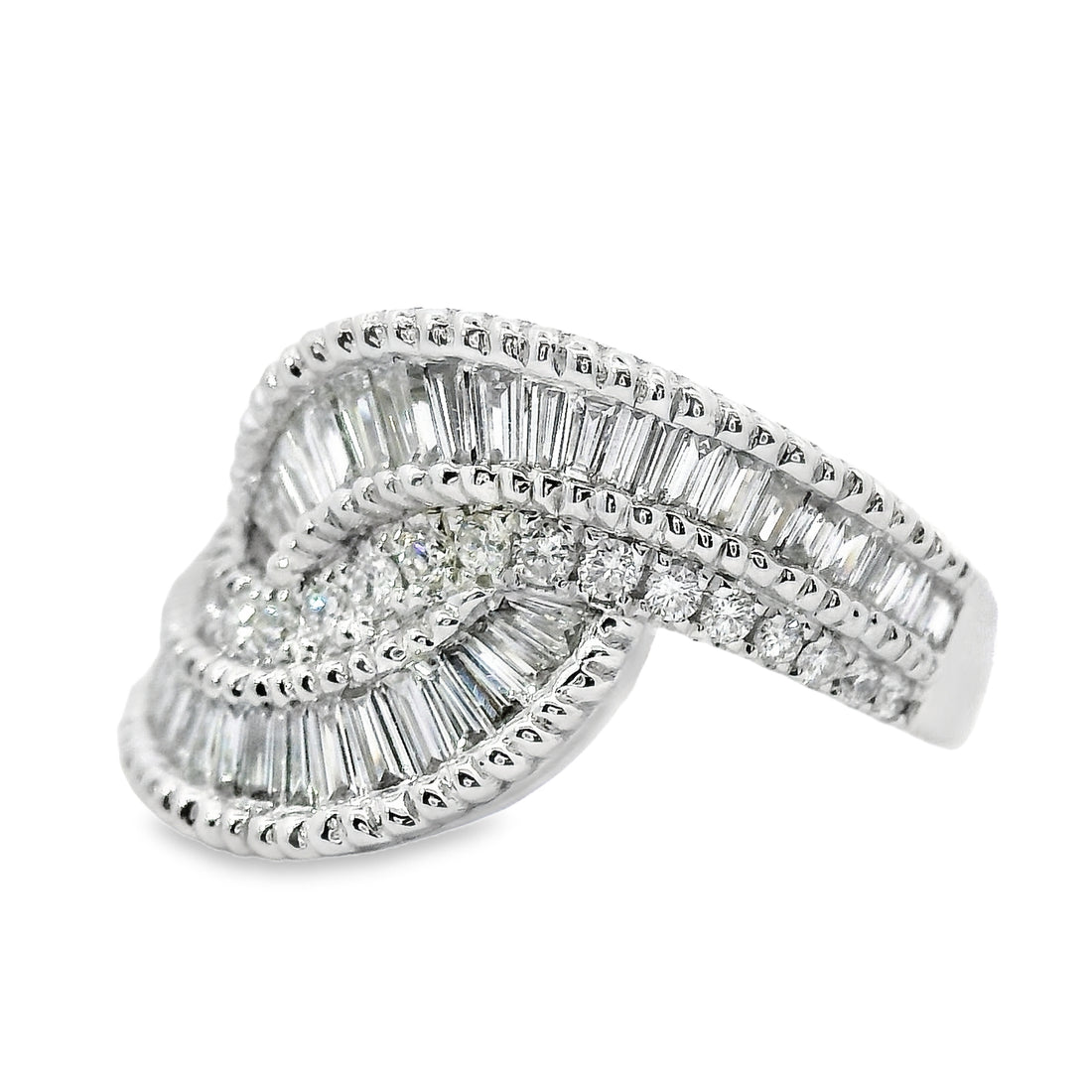 18kt White Gold Natural Diamond Free Form Ring (0.91ct)