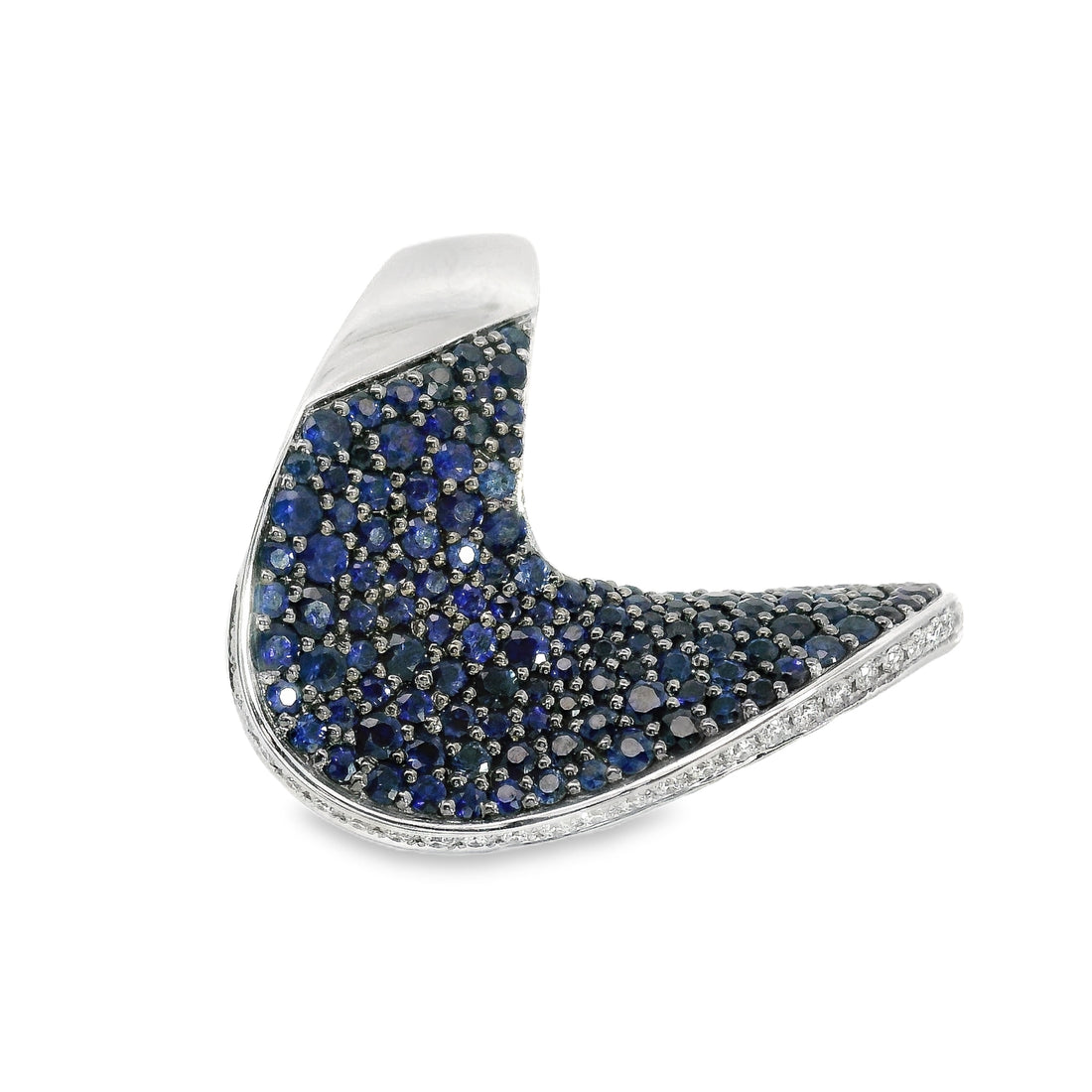 18kt White Gold Natural Round Diamonds and Sapphires Ring (4.53ct)