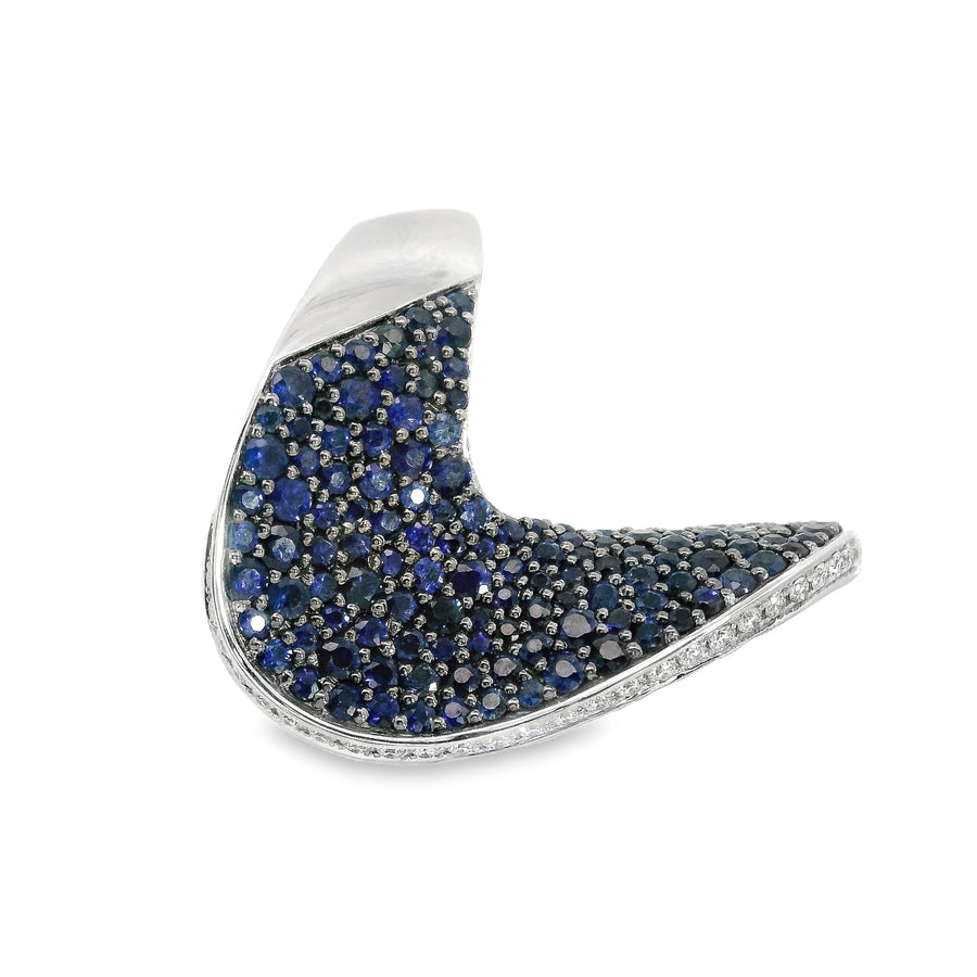 18kt White Gold Natural Round Diamonds and Sapphires Ring (4.53ct)