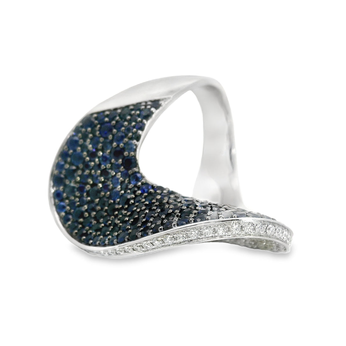 18kt White Gold Natural Round Diamonds and Sapphires Ring (4.53ct)