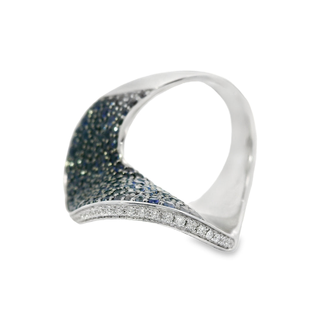 18kt White Gold Natural Round Diamonds and Sapphires Ring (4.53ct)