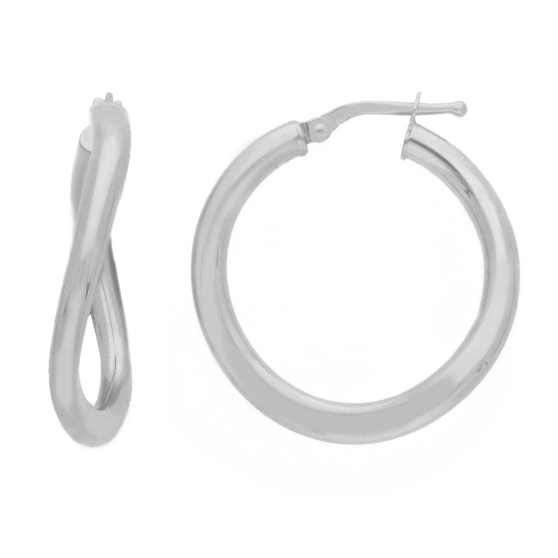 14kt White Gold Italian Made Hoop Earrings (2.52g)