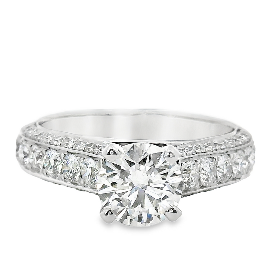 14kt White Gold Natural Round Brilliant Diamond Engagement Ring (1.99ct)