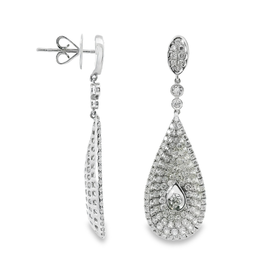 18kt White Gold Natural Diamonds Dangle Earrings (3.97ct)