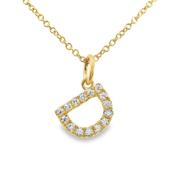 18kt Yellow Gold Natural Full Cut Diamond "D" Initial Pendant (.10ct)