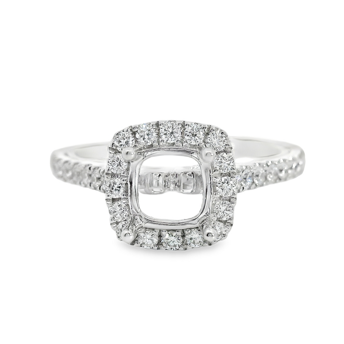 18kt White Gold Full-Cut Diamond Halo Semi-Mount Ring (.37ct)