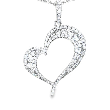 18kt White Gold Natural Diamond Heart Pendant (0.92ct)