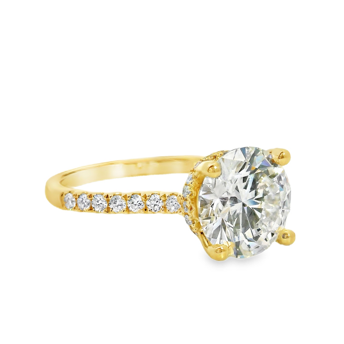 18kt Yellow Gold Lab-Grown Round Diamond and Natural Round Diamonds Engagement Ring (3.35ct)
