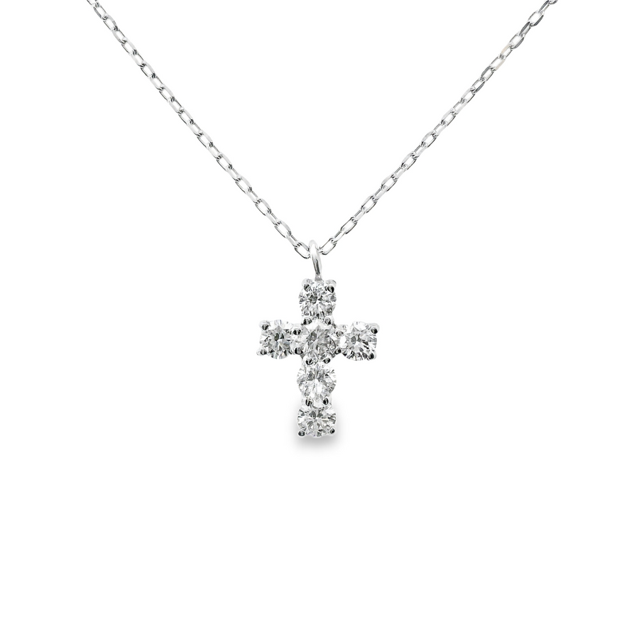18kt White Gold Natural Diamond Cross Pendant (0.2ct)