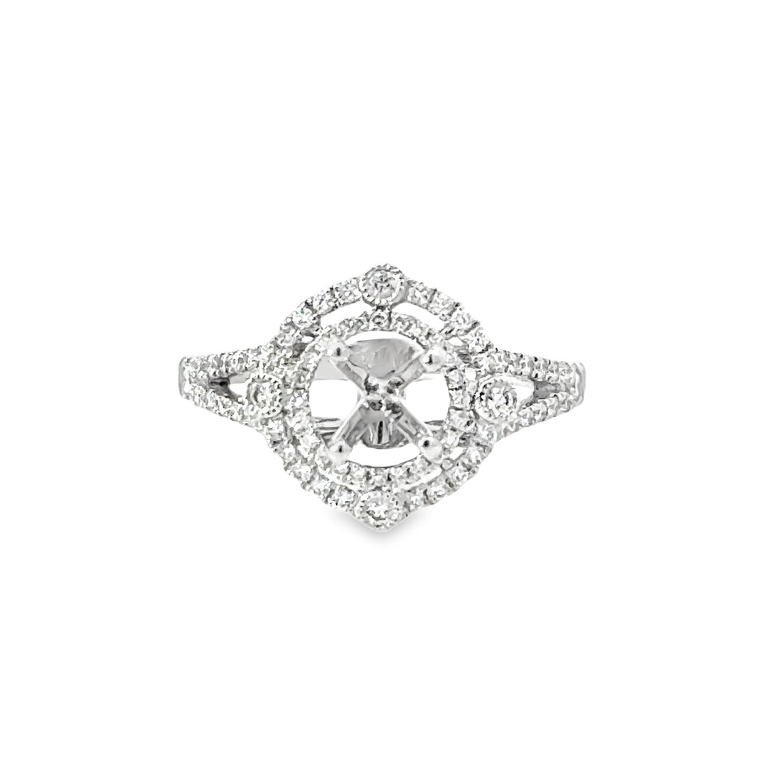 18kt White Gold Halo Natural Diamonds Semi-Mount Ring (0.44ct)