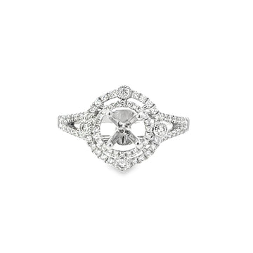 18kt White Gold Halo Natural Diamonds Semi-Mount Ring (0.44ct)