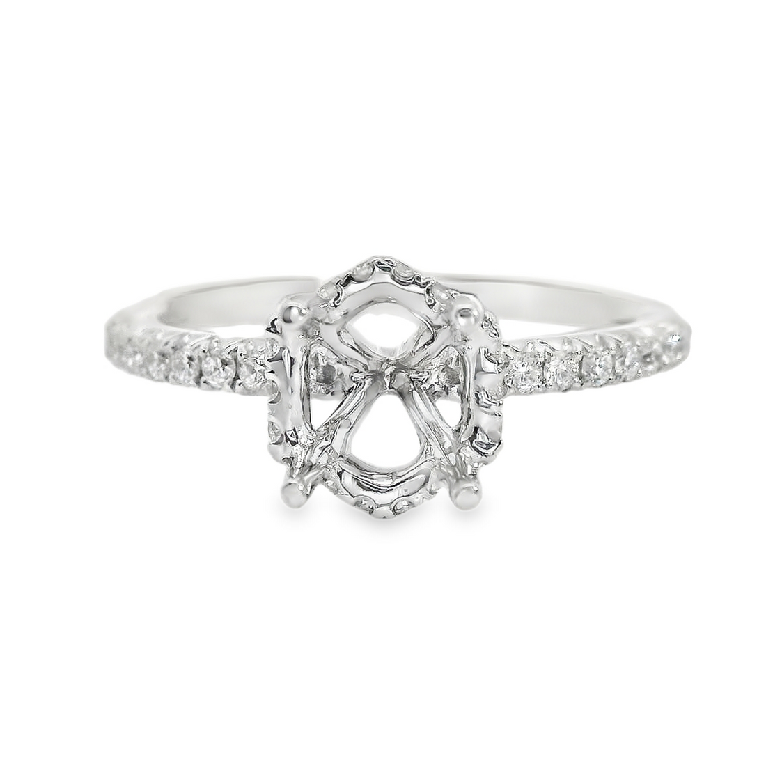 18kt White Gold Full-Cut Diamond Hidden Halo Semi-Mount Ring (.27ct)