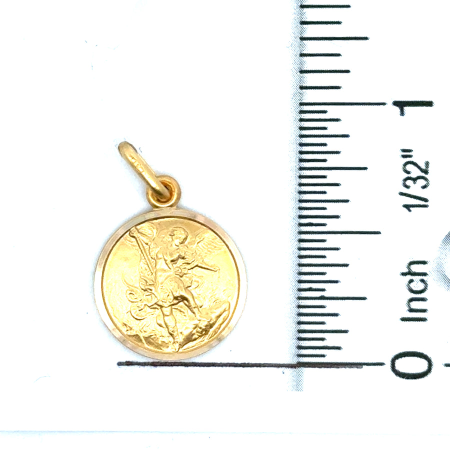 18kt Yellow Gold Italian Made 15mm St. Michael Medal (2.69g)