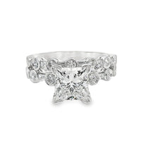 18kt White Gold Lab-Grown Princess Diamond and Natural Diamond Wedding Ring Set (2.92ct)