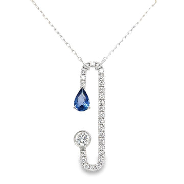 18kt White Gold Natural Sapphire And Natural Diamonds Pendant (0.96ct)