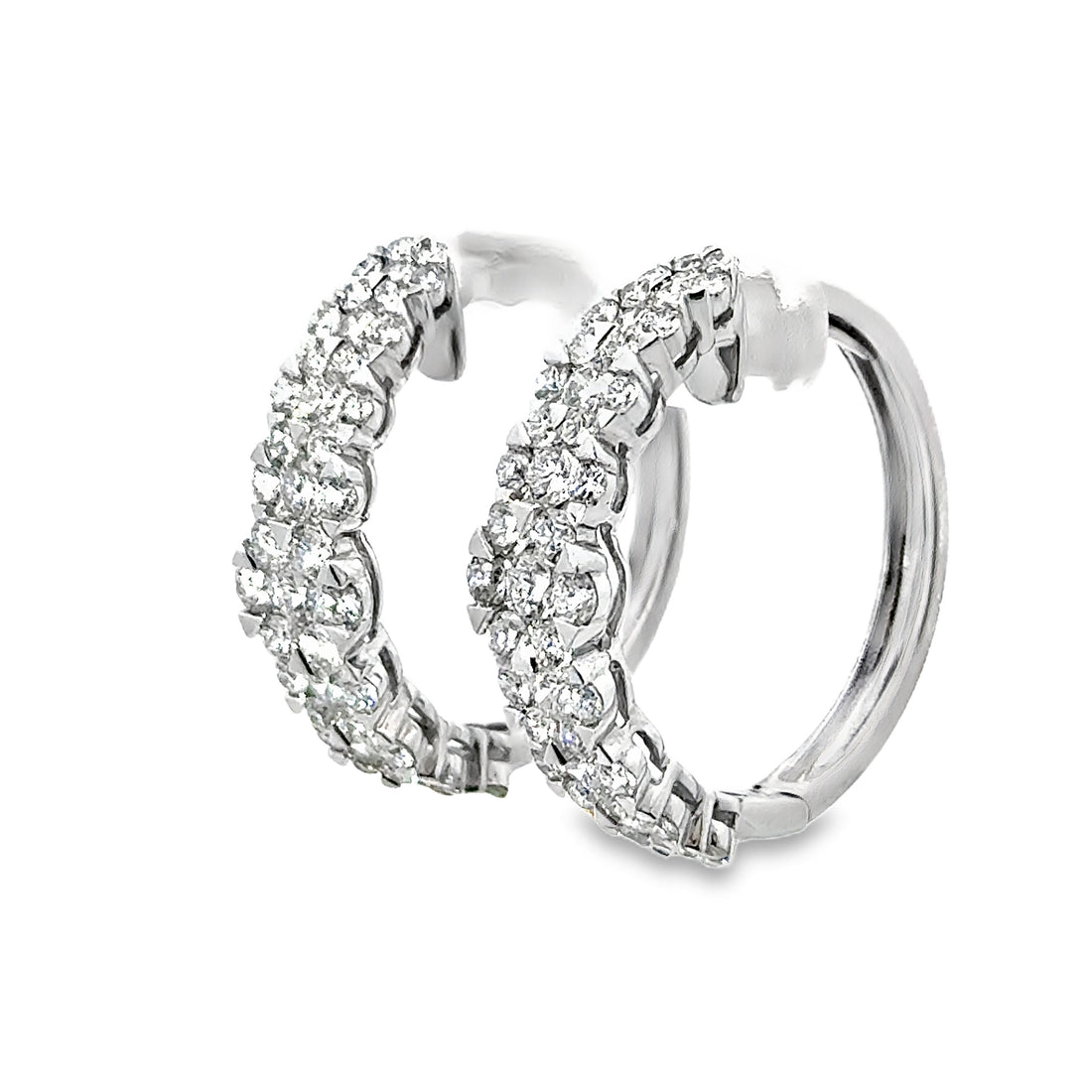 18K White Gold Natural Diamonds Medium Hoop Earrings (3.48ct)