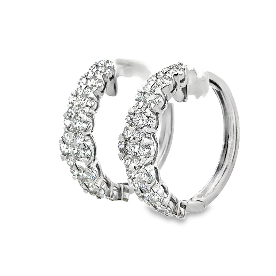 18K White Gold Natural Diamonds Medium Hoop Earrings (3.48ct)