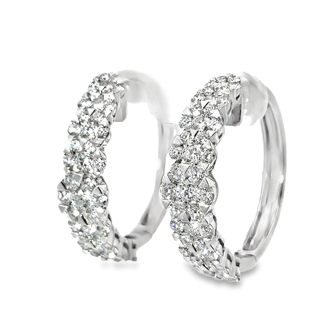 18K White Gold Natural Diamonds Medium Hoop Earrings (3.48ct)
