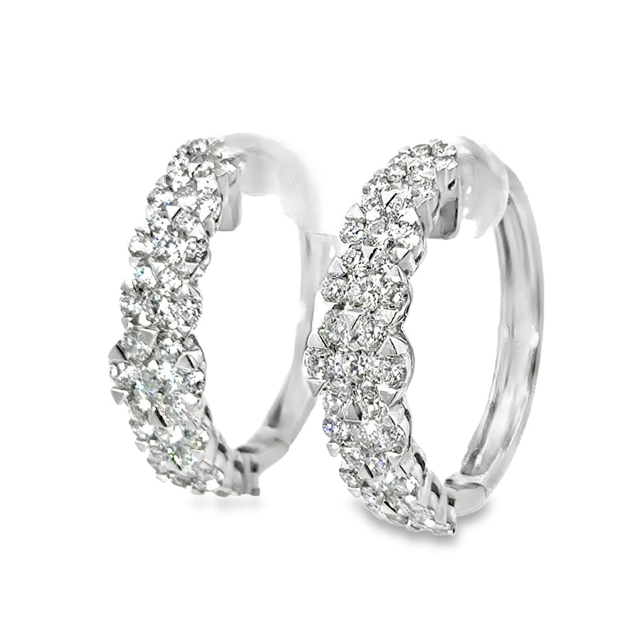 18K White Gold Natural Diamonds Medium Hoop Earrings (3.48ct)