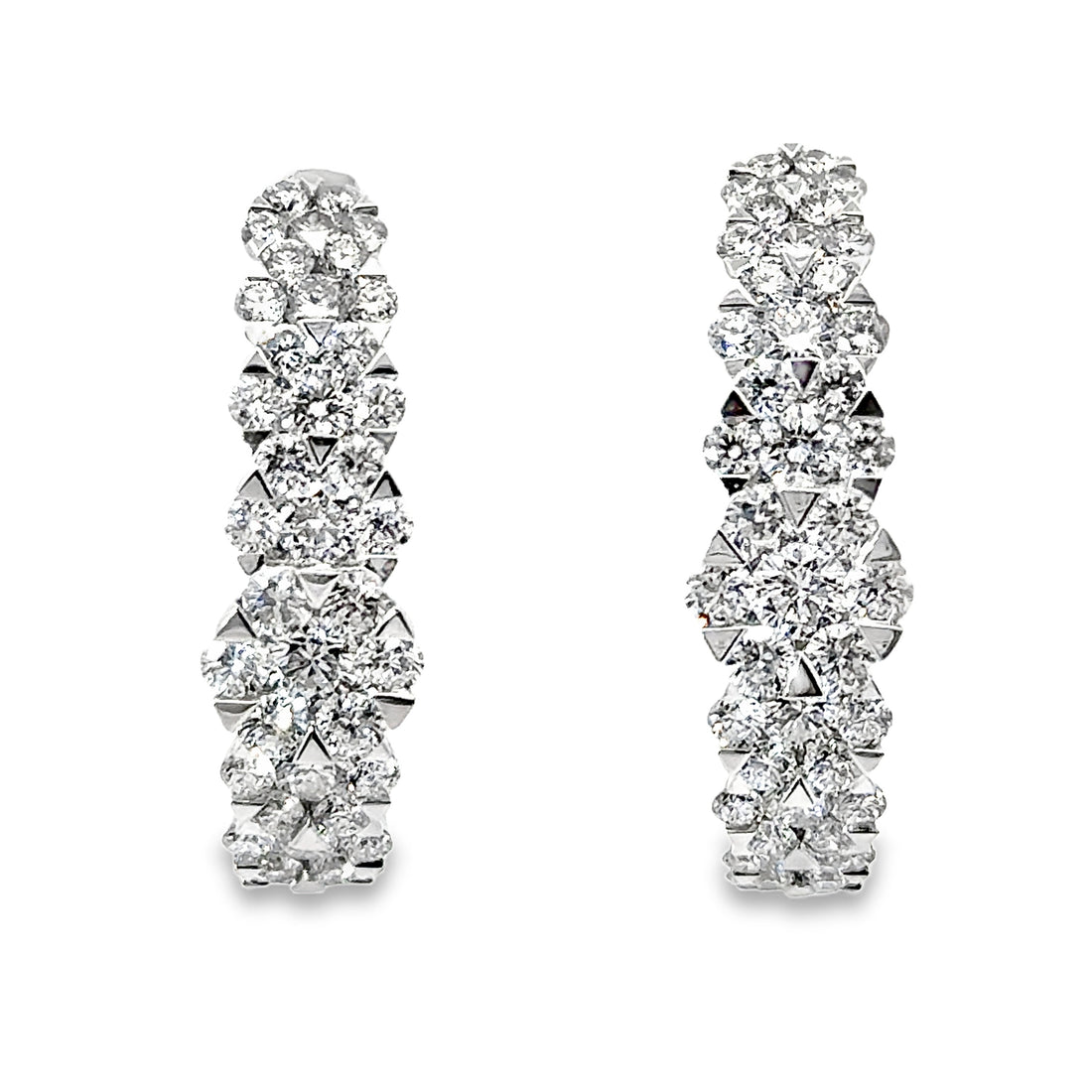 18K White Gold Natural Diamonds Medium Hoop Earrings (3.48ct)
