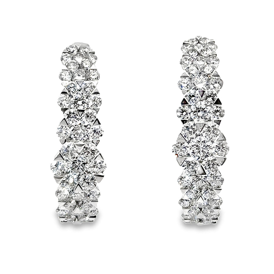 18K White Gold Natural Diamonds Medium Hoop Earrings (3.48ct)
