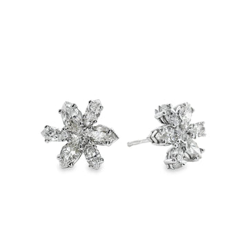 14kt White Gold Natural Diamond Flower Earrings (1.19ct)
