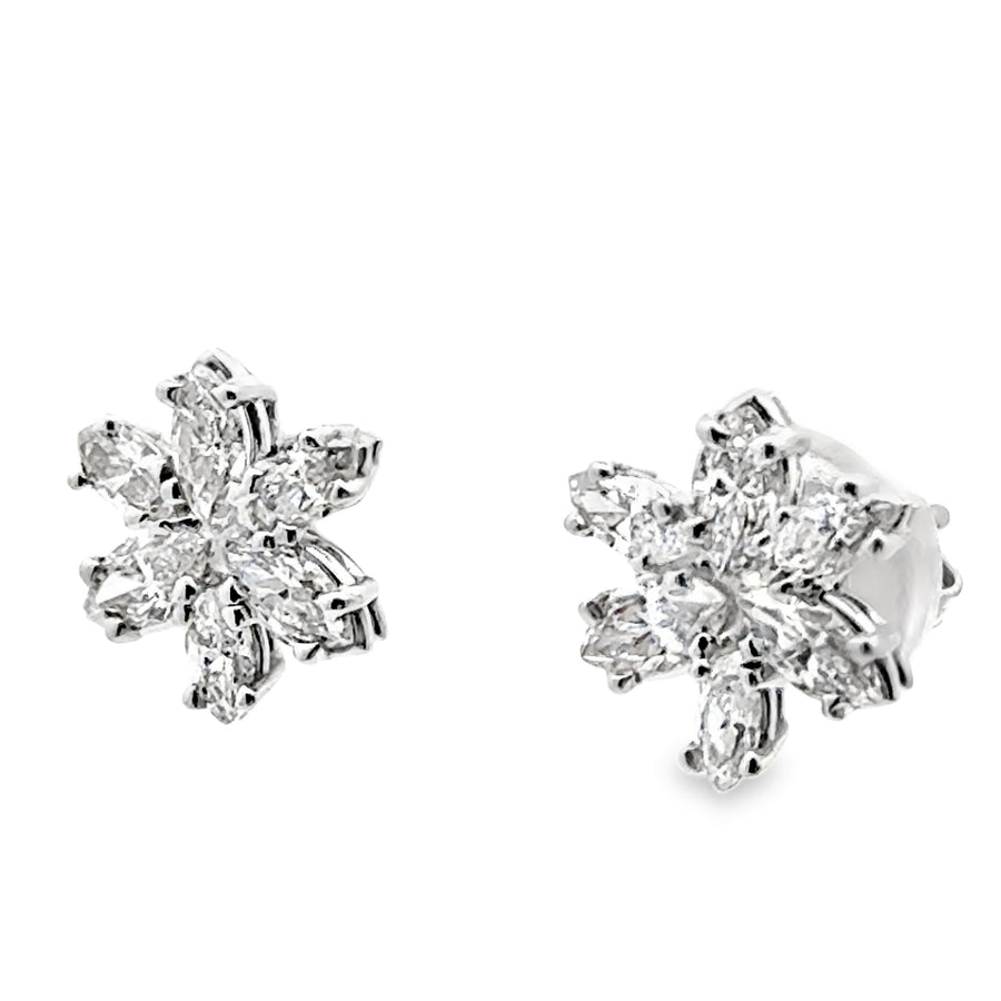 14kt White Gold Natural Diamond Flower Earrings (1.19ct)