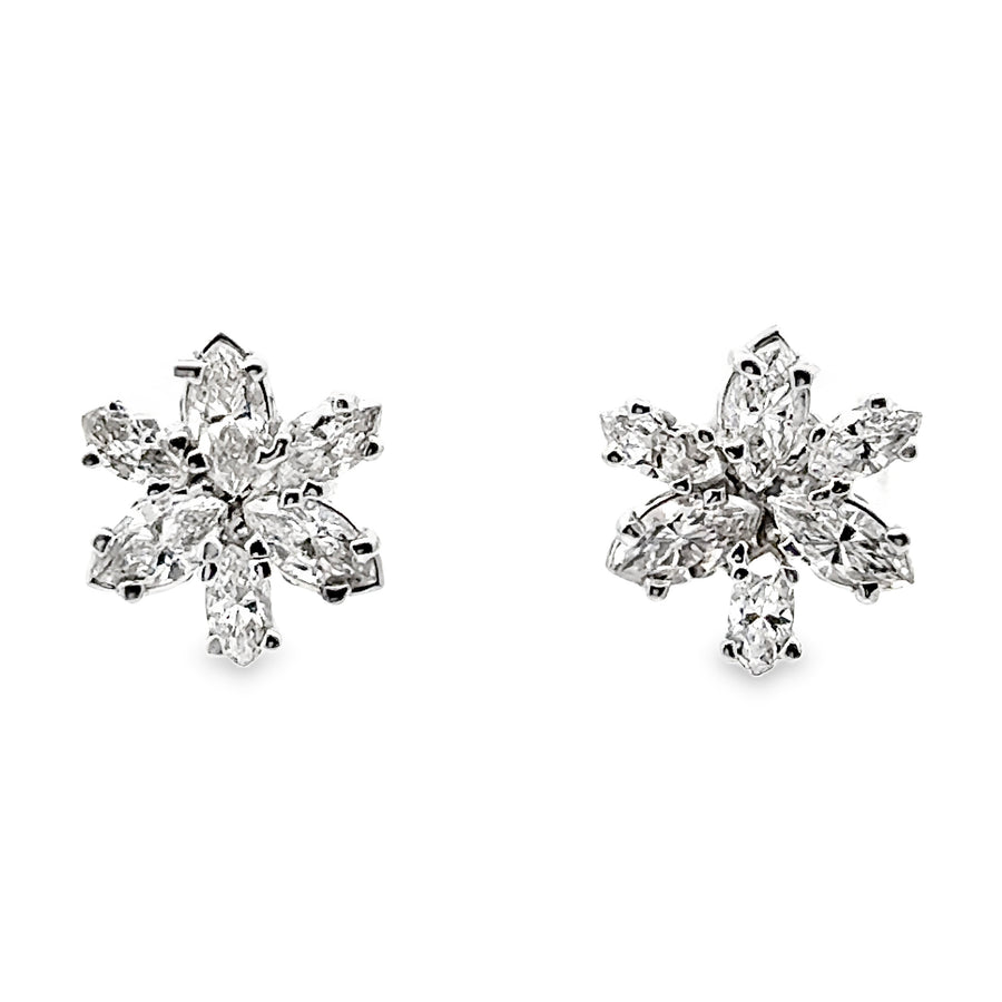 14kt White Gold Natural Diamond Flower Earrings (1.19ct)