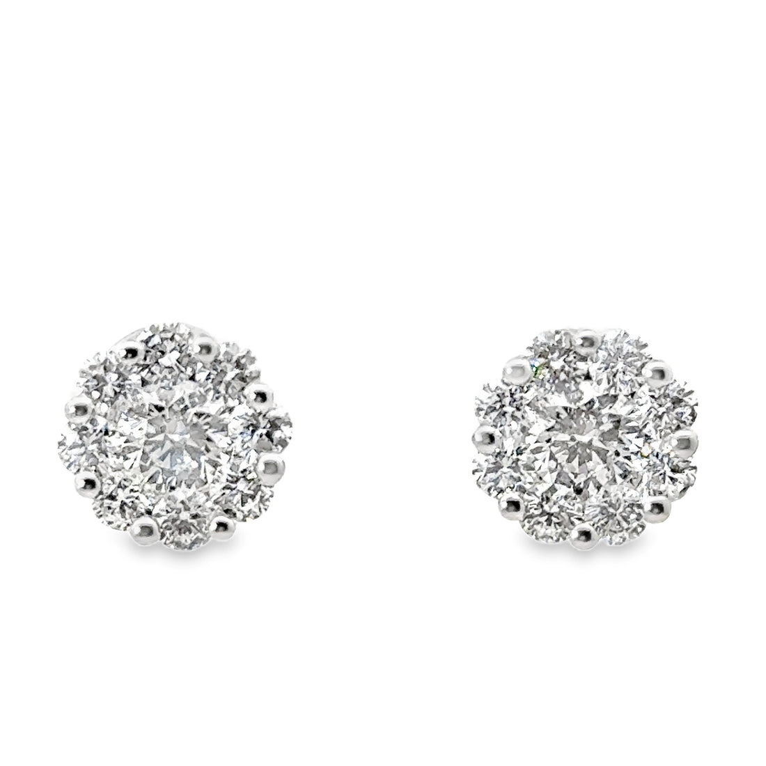 18kt White Gold Natural Diamonds Cluster Earrings (2.19ct)