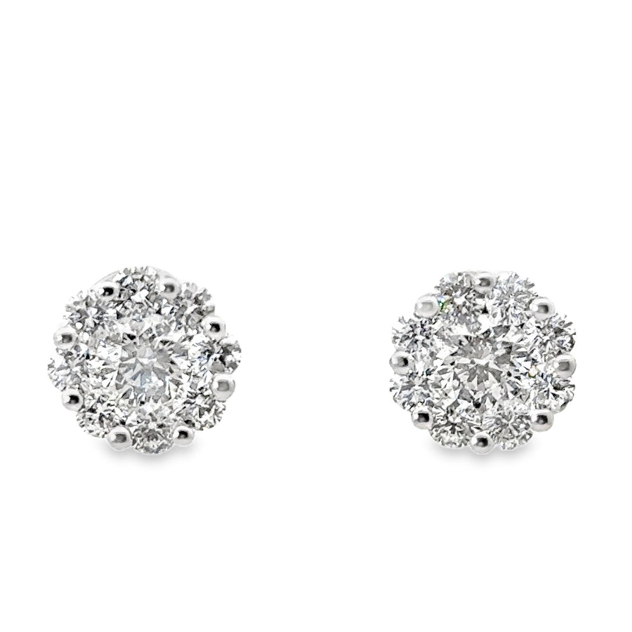 18kt White Gold Natural Diamonds Cluster Earrings (2.19ct)